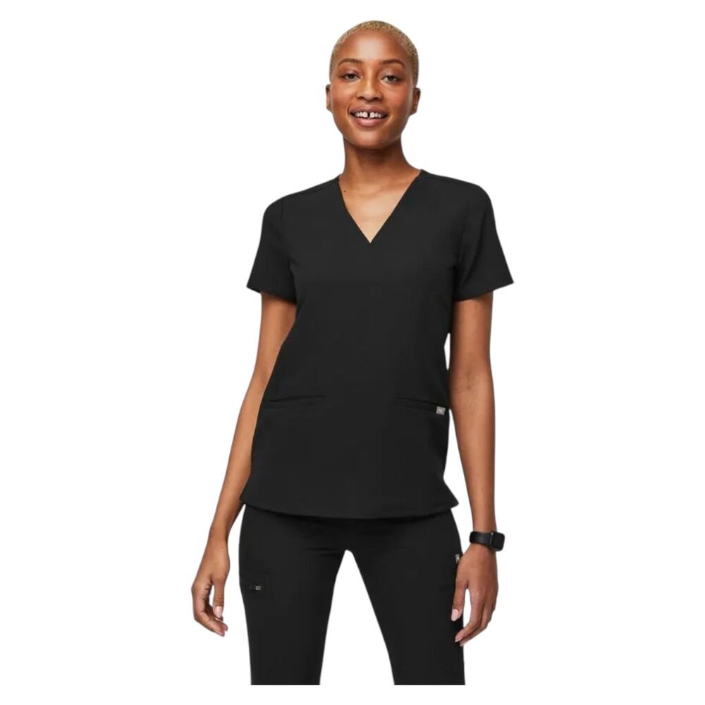 Figs Women's Black V-Neck Top